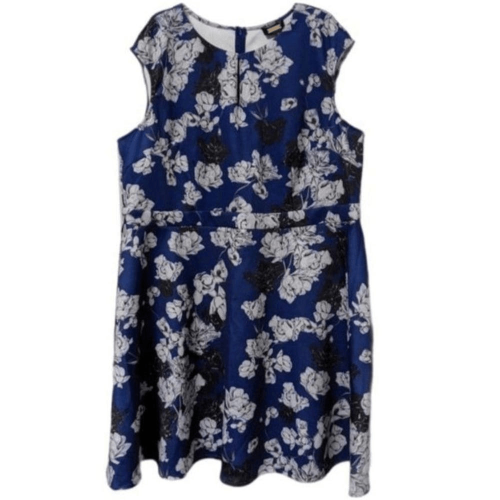 Alexia Admor Dress Fit & Flare Mini Cap Sleeve Blue Floral Size 3X