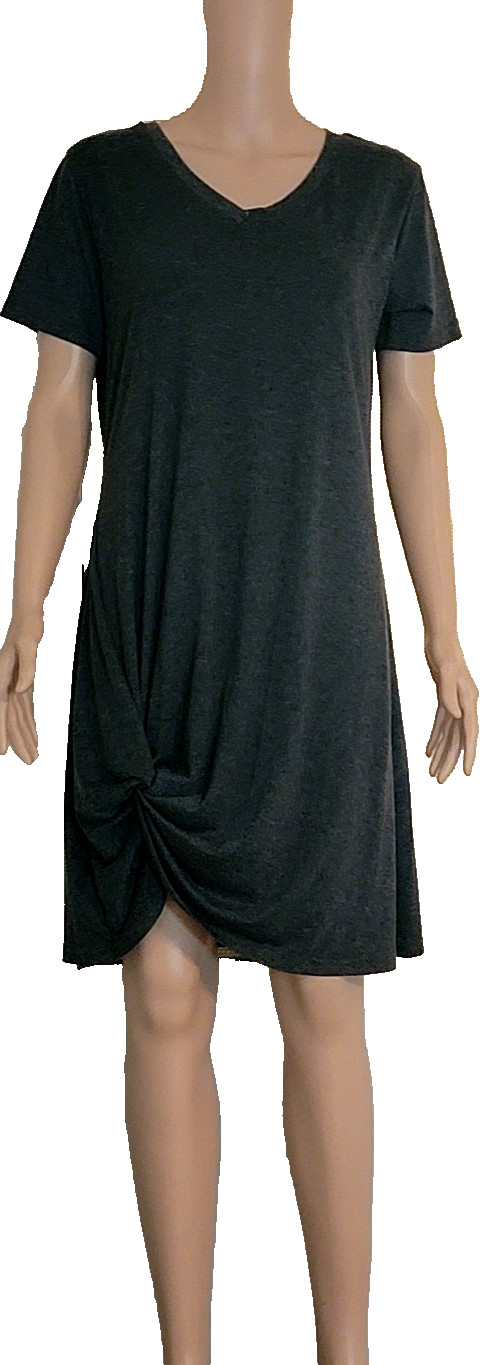 Locryz Women’s Gray T-Shirt Dress Knotted at Knee Size M