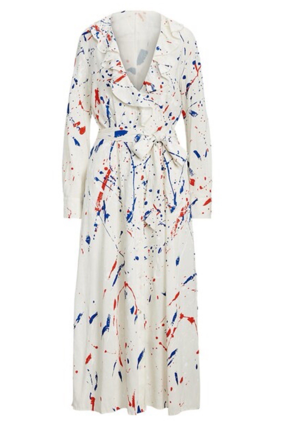 NWT $2790 RALPH LAUREN Collection Anakin Stretch Linen Paint Day Dress Sz 10