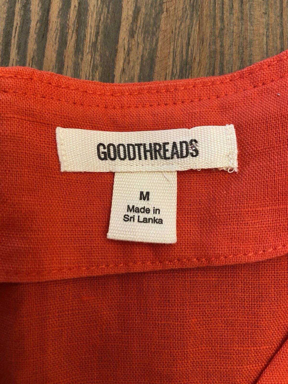 Goodthreads Linen Cotton Tiered Dress Women’s Medium Coral Red Flutter Sleeve