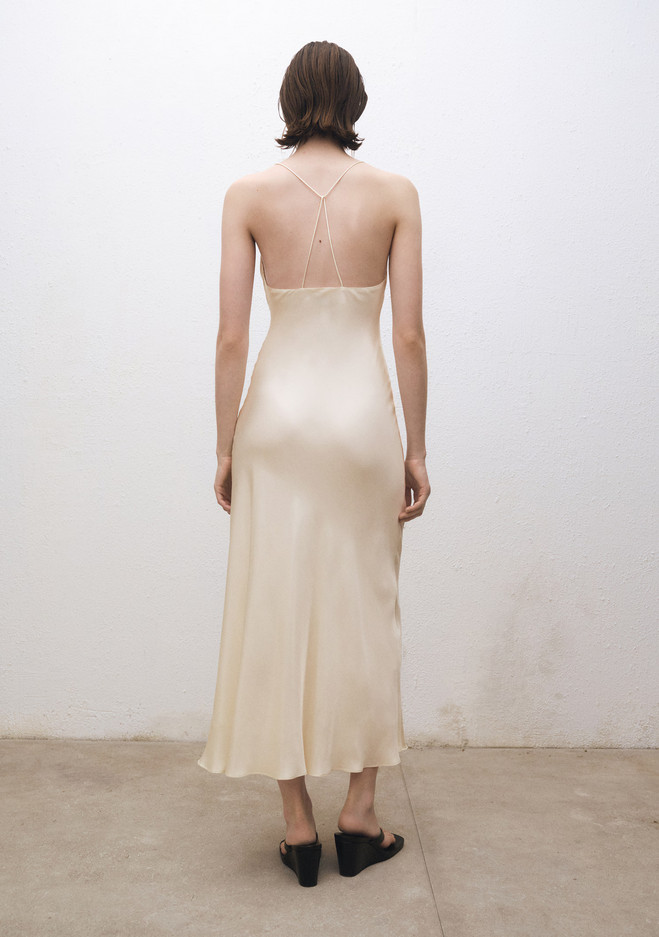 NWT MANGO MNG SELECTION COLLECTION $250 DRAPED NECKLINE SILK DRESS SZ S US 4