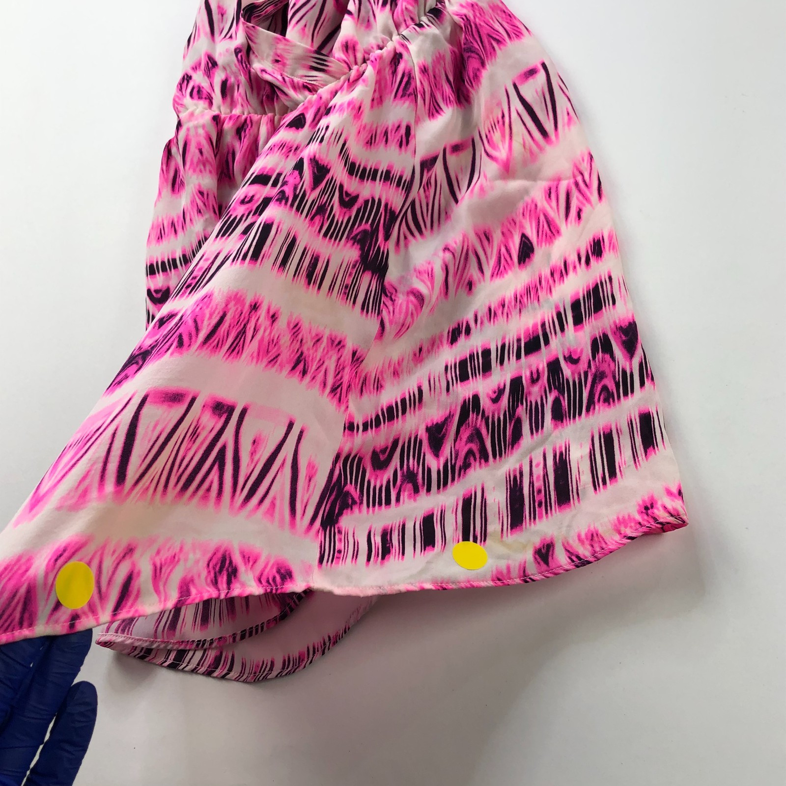 Parker Medium 100% Silk Elastic Waist Mini Dress Pink STAIN PLS READ