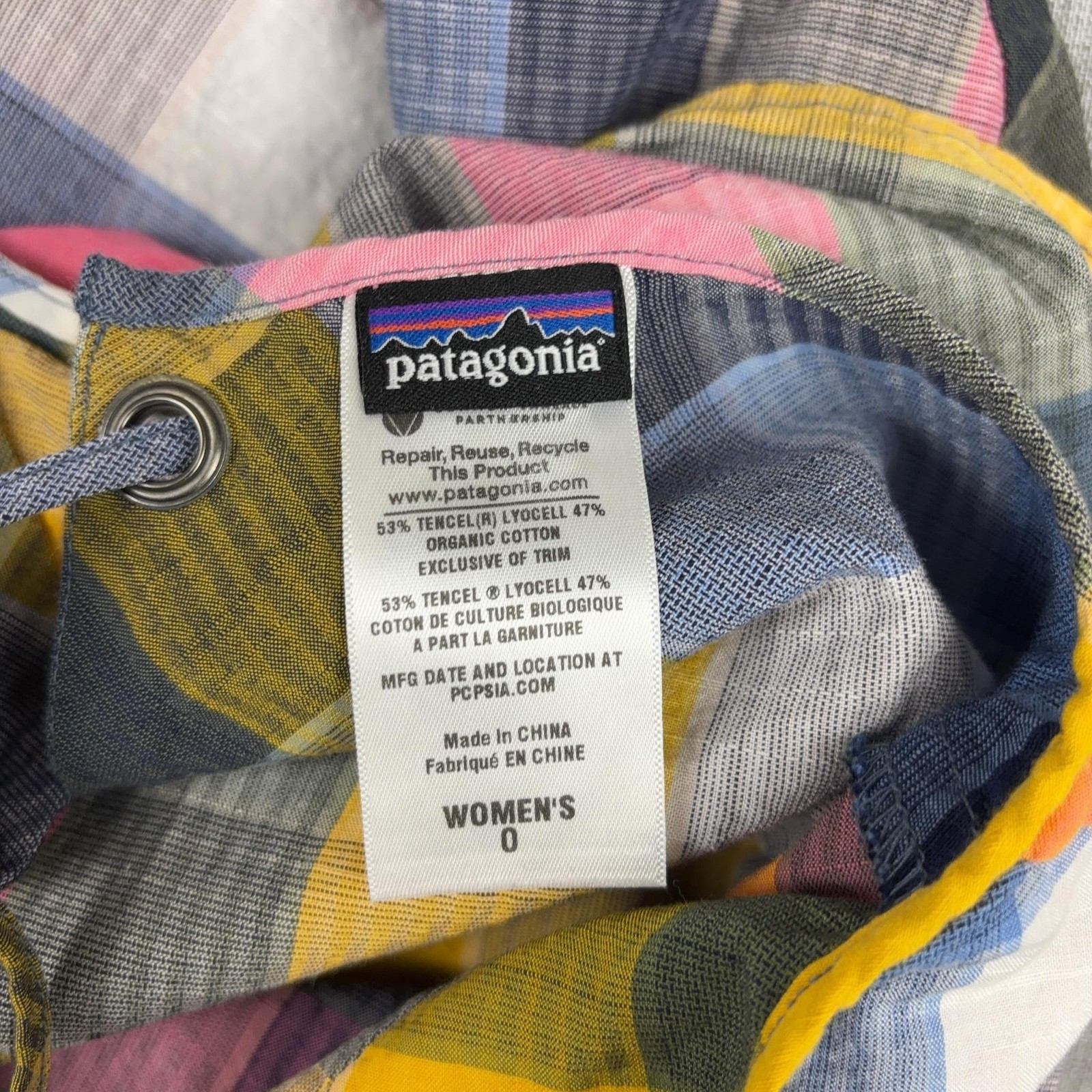 Patagonia Dress Womens 0 Multicolor Plaid Halter Asymmetrical Sundress Short