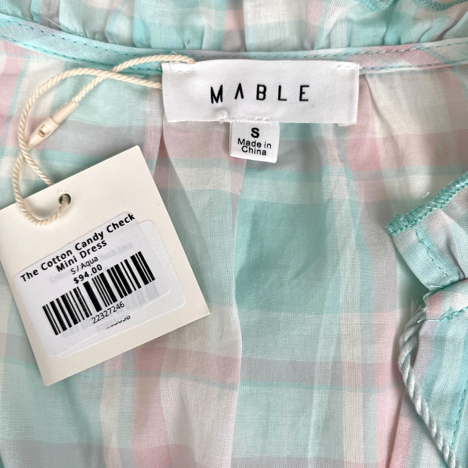 Mable Pastel Plaid Tiered Mini Dress Cotton Cottagecore Coquette Sz S NWT