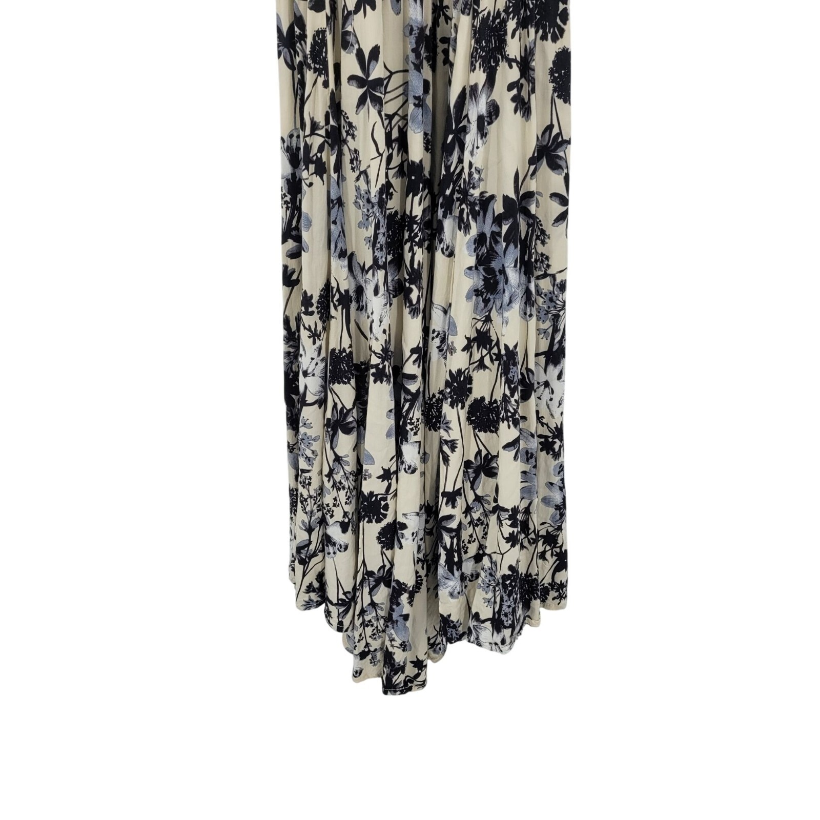Lira Floral Cami Smocked Racerback Midi Dress Sz S Navy White Strappy Beach Boho