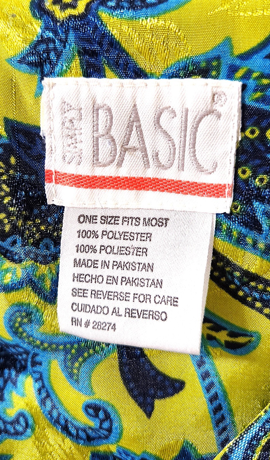 Simply Basic OSFM Caftan Blue Yellow-Green Floral Poly Opposite Color Panels