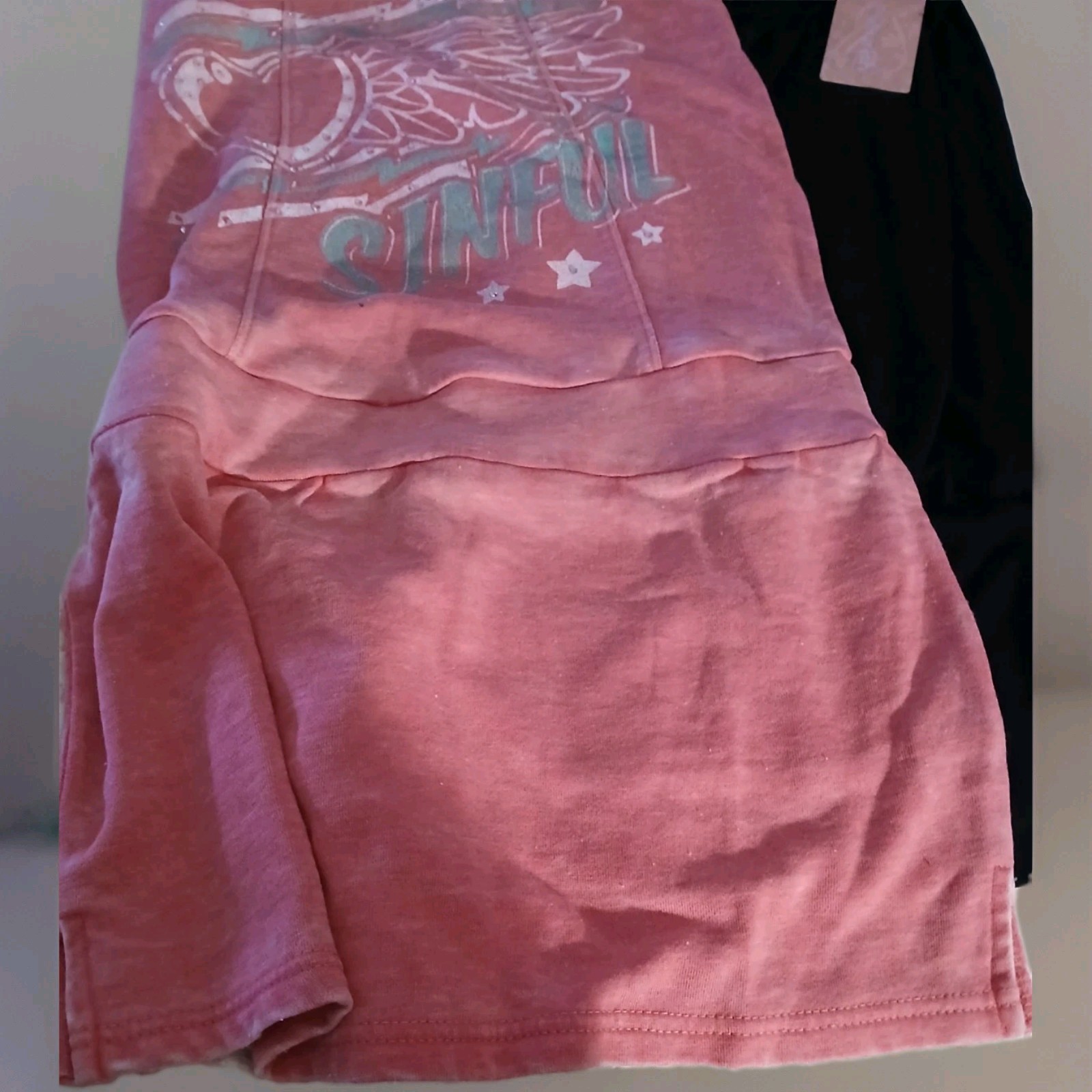 2 Sleaveless Casual Above Knee Top -Sinful Affliction Pink& Fleurish Black M-LG