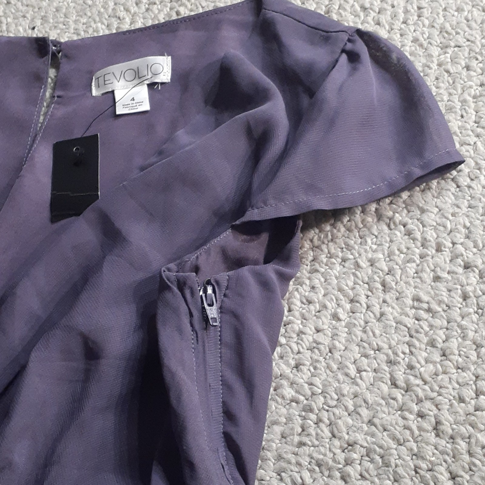 Tevolio Purple Chiffon Wrap dress Cap Sleeve Size 4 Side Zipper with Pockets