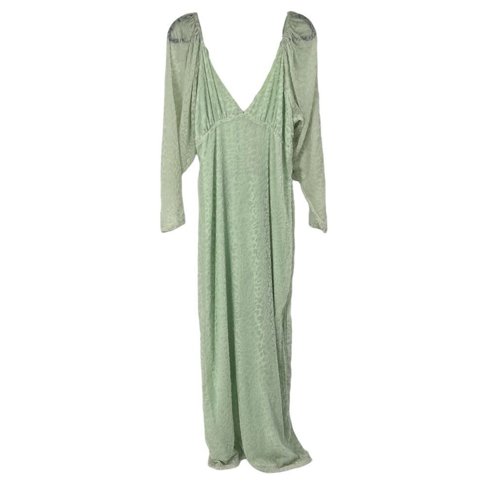 Nasty Gal Mint‎ Devore Maxi Dress Billow Sleeves Womens 8 NWT