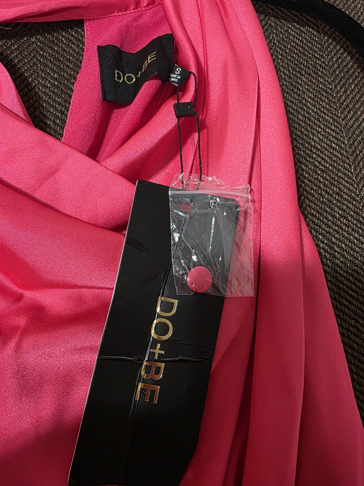 Do+Be NWT Cowl Neck One Shoulder Long Sleeve Satin Ruched Tie Mini Dress S