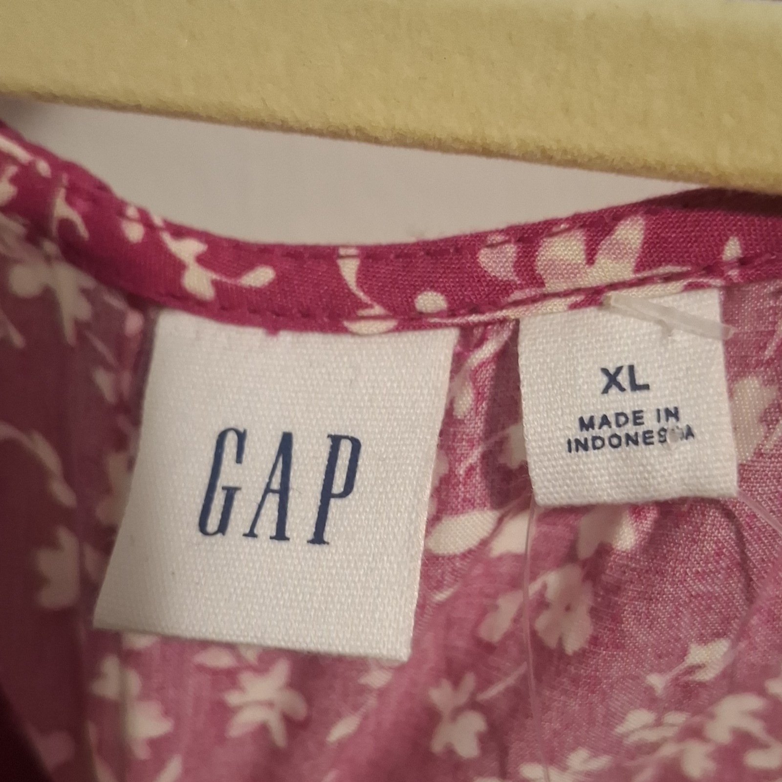GAP Pink White Floral V-Neck Flutter Sleeve Tie Waist A-Line Midi Dress XL