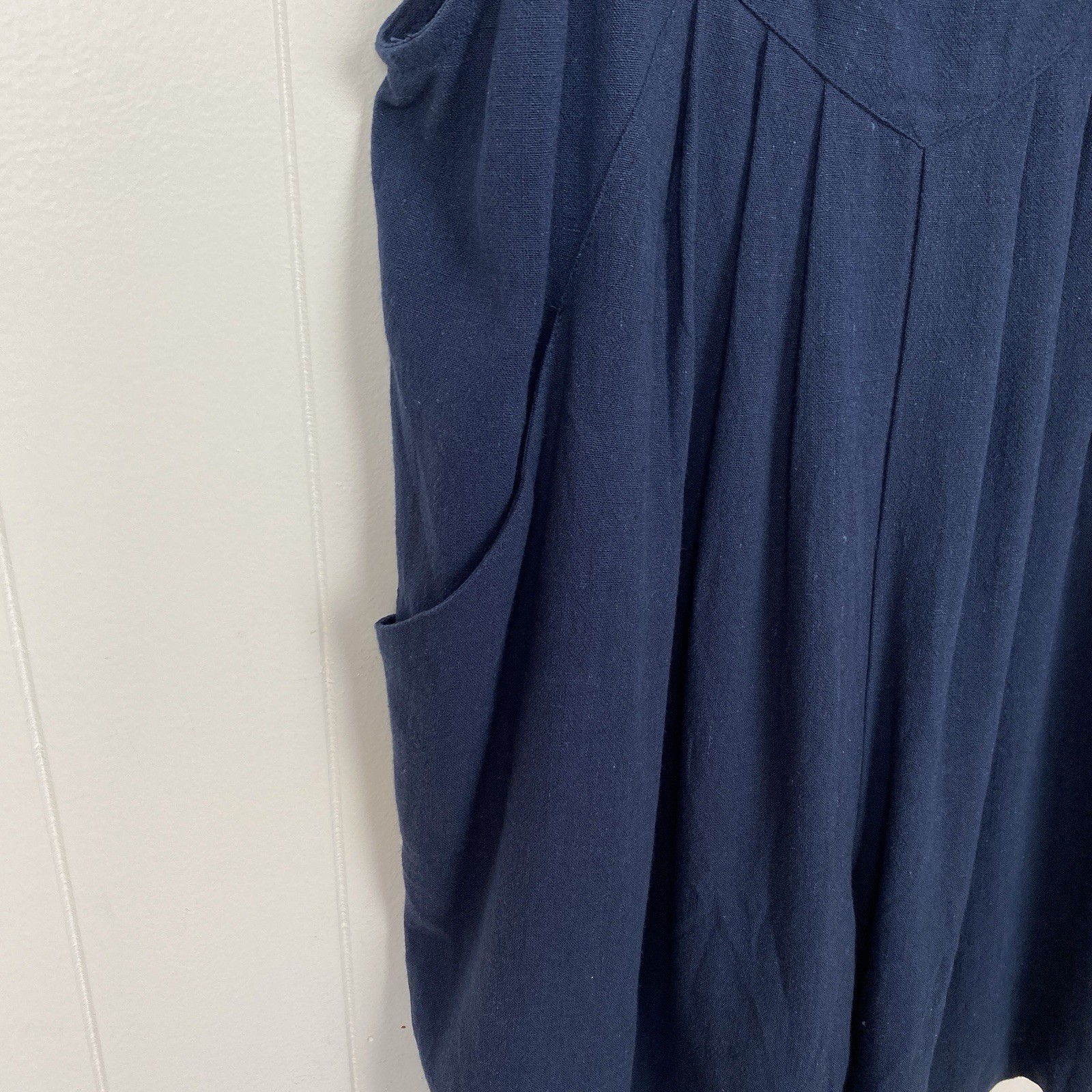 Automet Overalls Shortalls Women’s Size Medium Linen Blend Romper Jumpsuit Blue