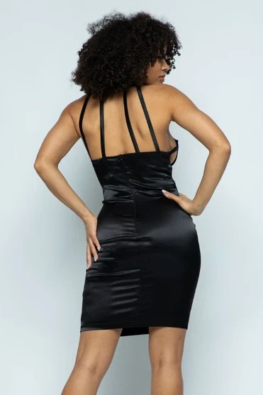 Caged Buckle Mini Dress – Black by Hera collection Size M