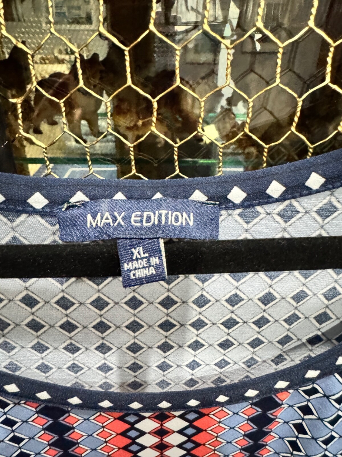 Max Edition Blue and Coral Sleeveless Print Shift, Size XL
