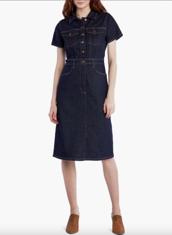NEW, Wash lab Emma Denim Shirtdress True Indigo Size XL #MD523
