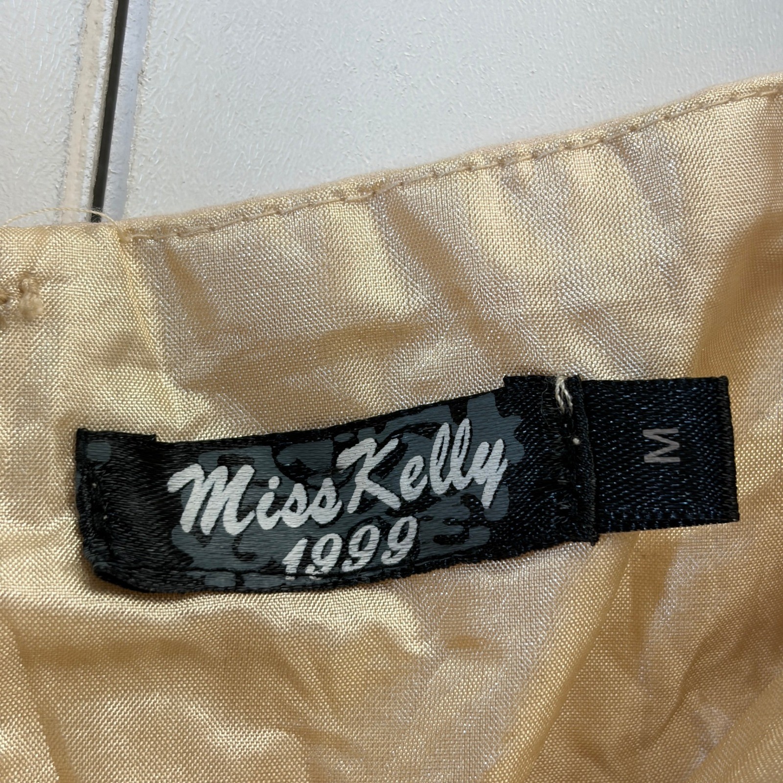 Miss Kelly 1999 Y2K Glam Ruched Strapless Cocktail Dress Women Size M Champagne