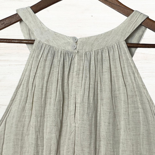 Millie Gabrielle Dress 1X Ivory Halter A-Line Midi Flowy Cotton Rayon Boho