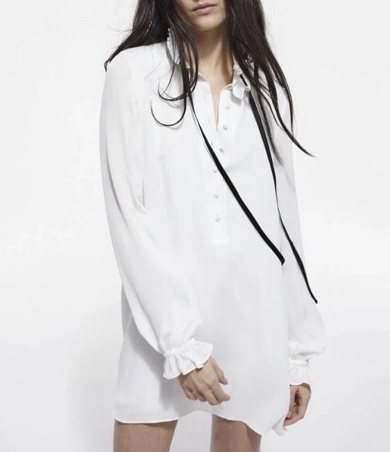 The Kooples White Silk Mock Neck Mini Dress Indie Sleaze