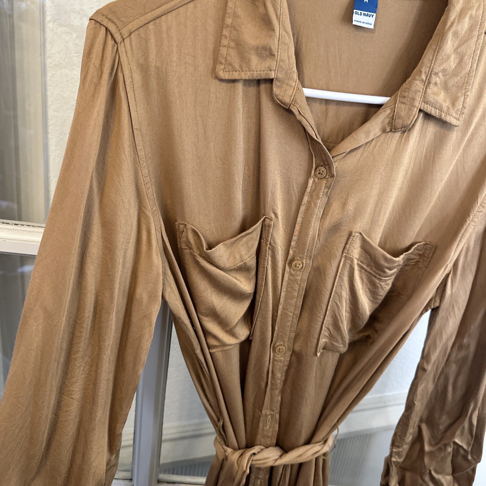 Old Navy Shirt Dress Midi Womens Large Gold