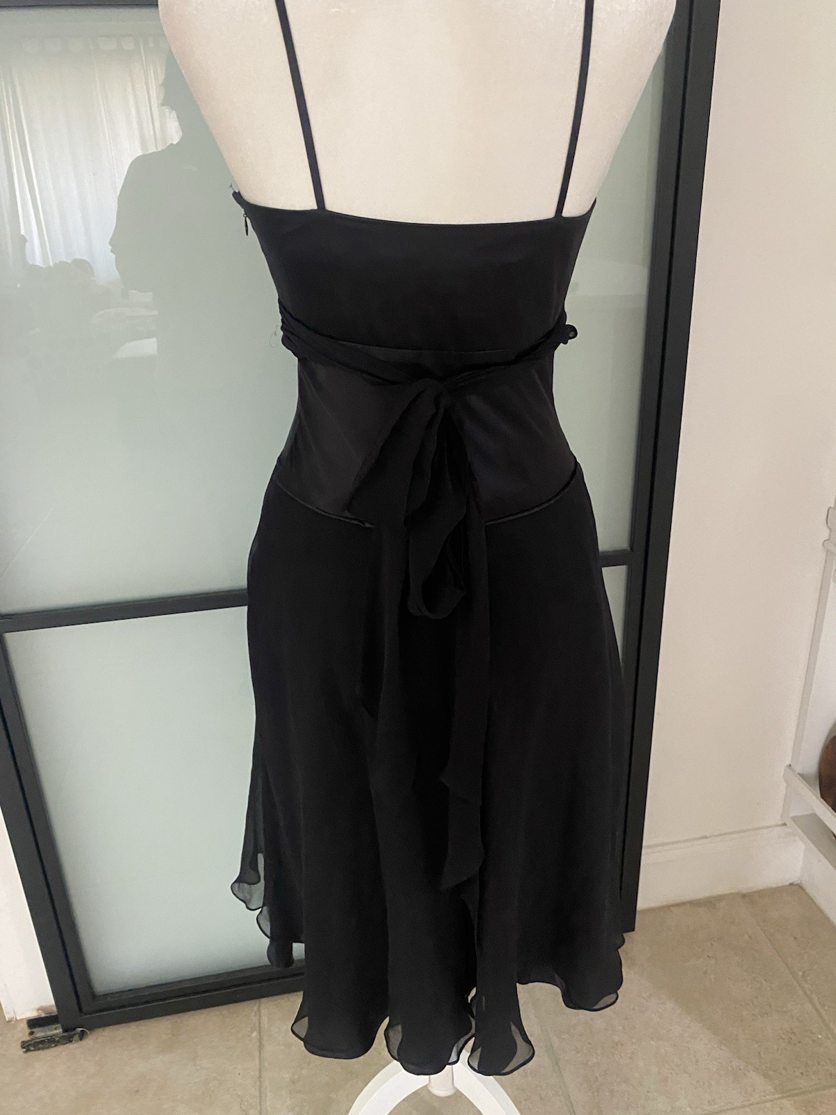 Gorgeous Black 100% Silk Cache Silk Dress/Gown Size 2 90s Corset Style Vintage