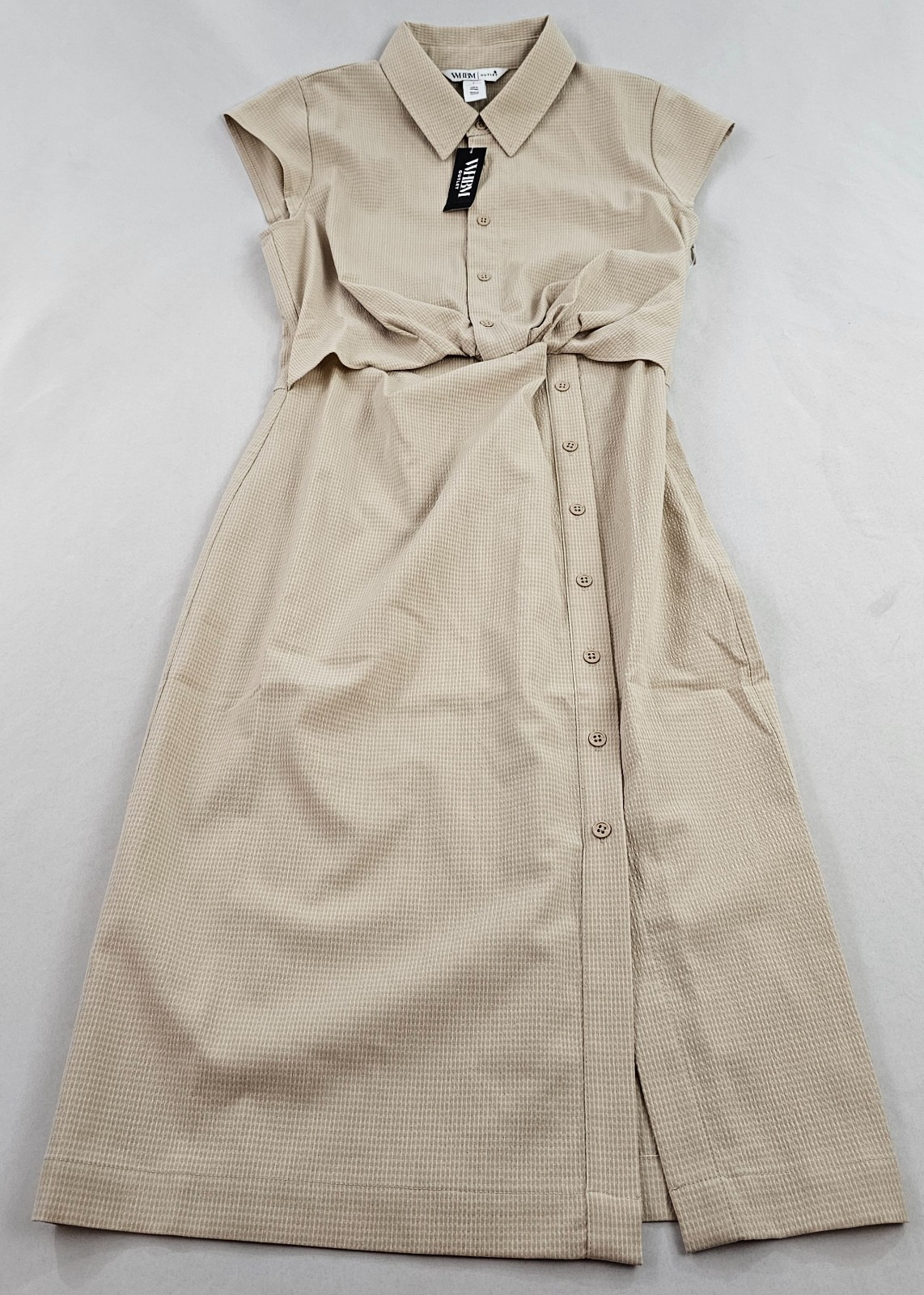 WHBM White House Black Market shirt dress womens sz 2 collared stretch beige $99