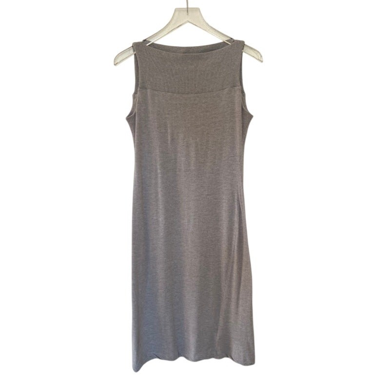 James Perse A-Line Sleeveless Knit Sweater Dress 4 L/XL Gray Midi Length