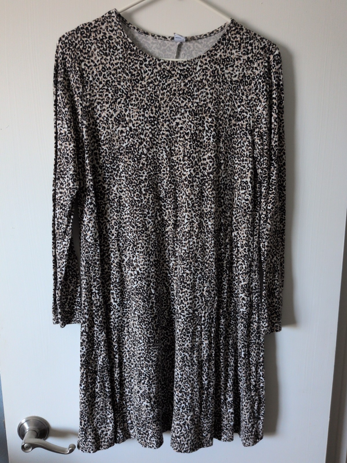 Old Navy Women’s Baby Doll Dress Size M Leopard Print Long Sleeve