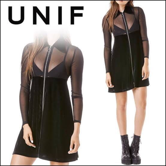 UNIF See-Through Velour Dress
