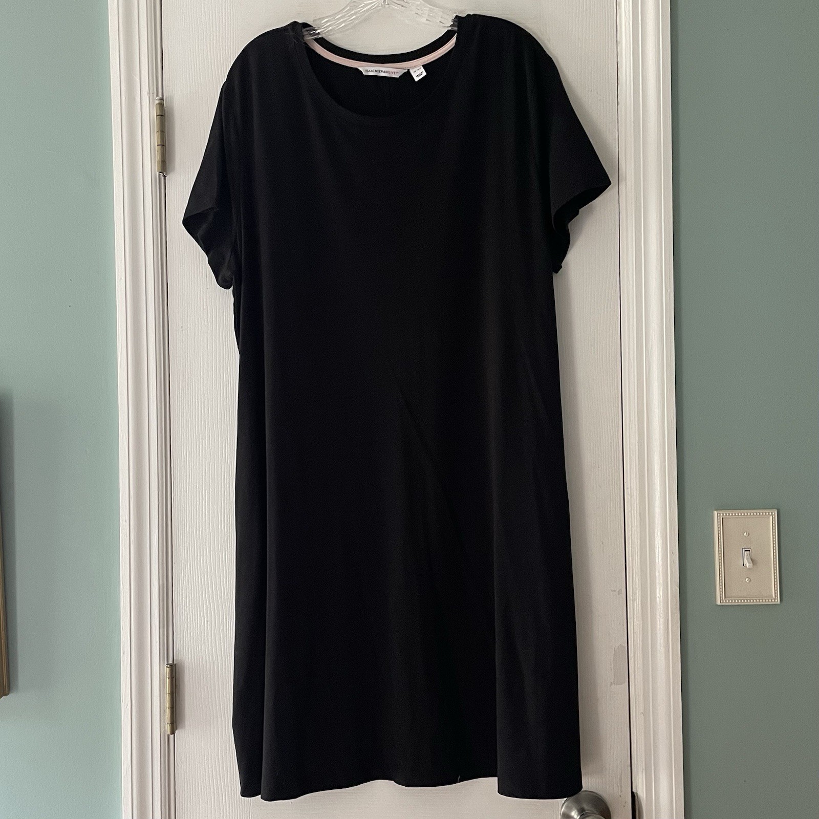 Isaac Mizrahi Live Women’s XLP Petite Black Soft Modal Stretch Midi Swing Dress