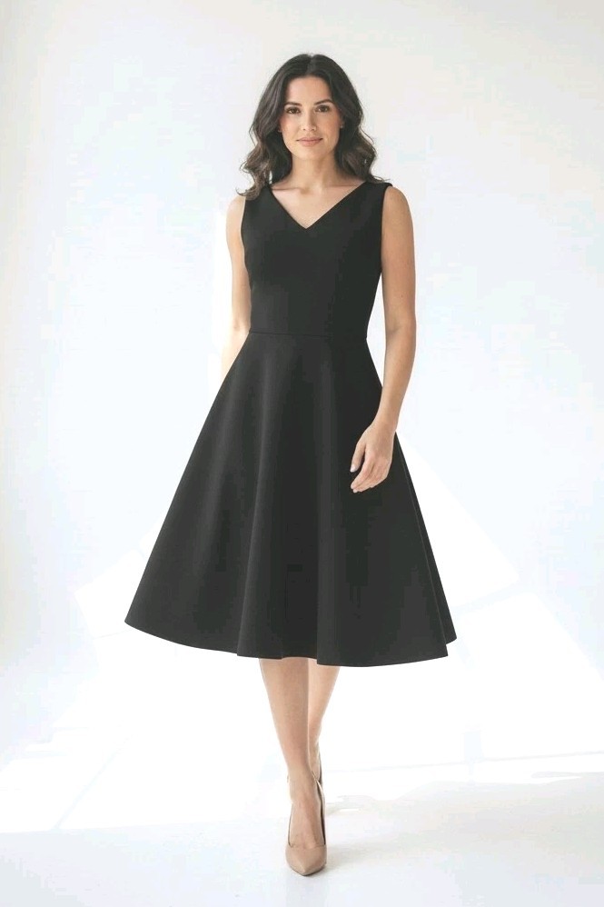 Spiegel Black Sleeveless Pointe Knit Fully Lined Sheath Dress Size 16