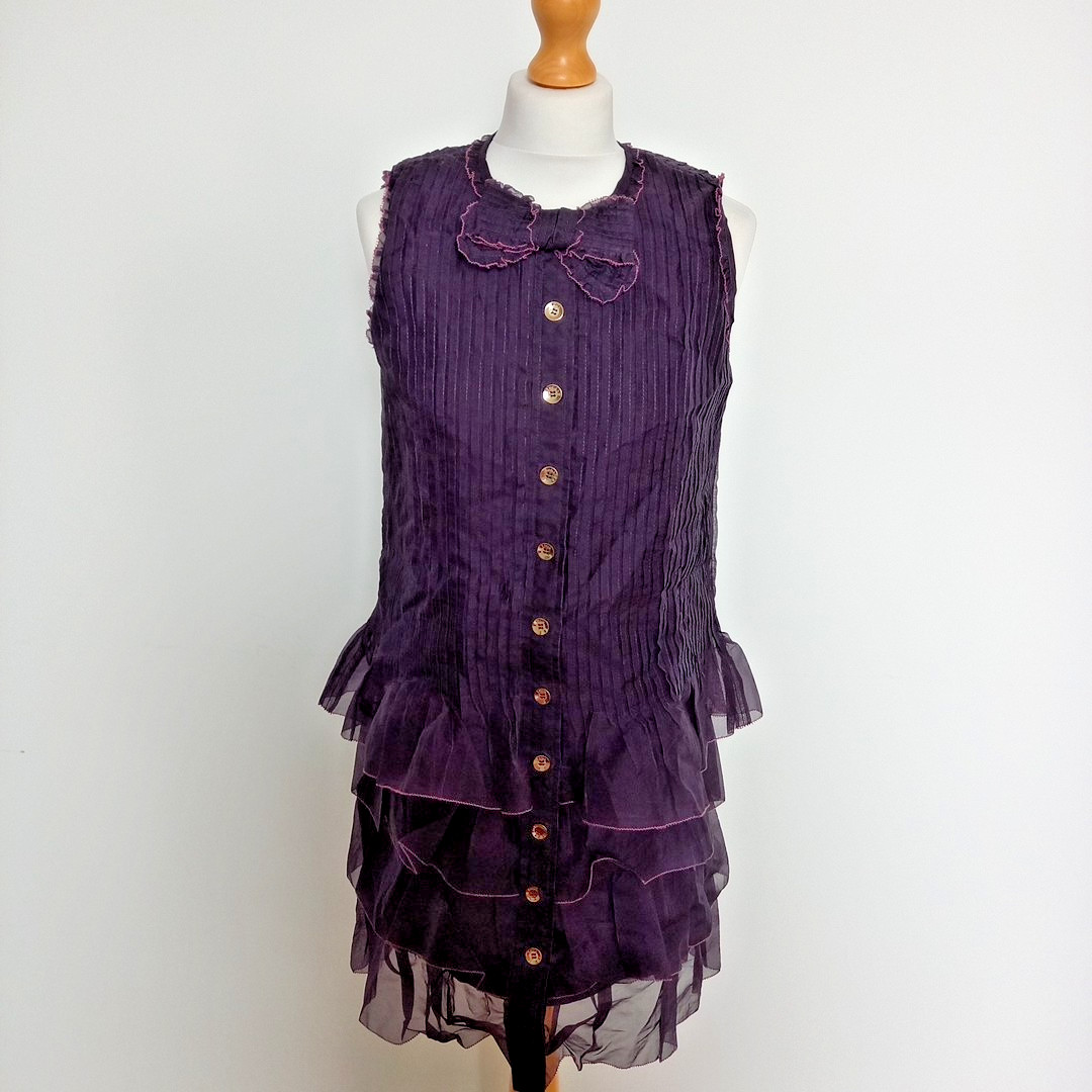 Luella Bartley Mauve Silk Ruffle Dress UK 10 Indie Romantic Y2K