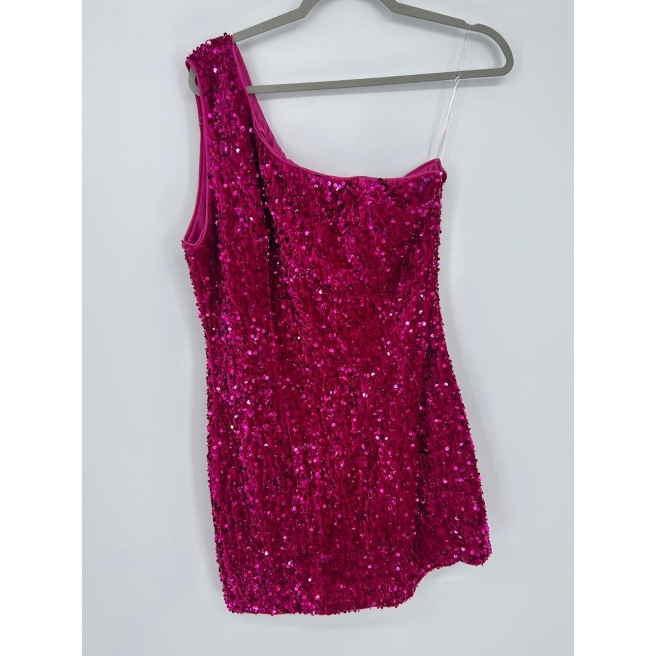 XL Hot Pink/Fuschia Sequin Mini Dress Homecoming HOCO Party Cocktail Glam