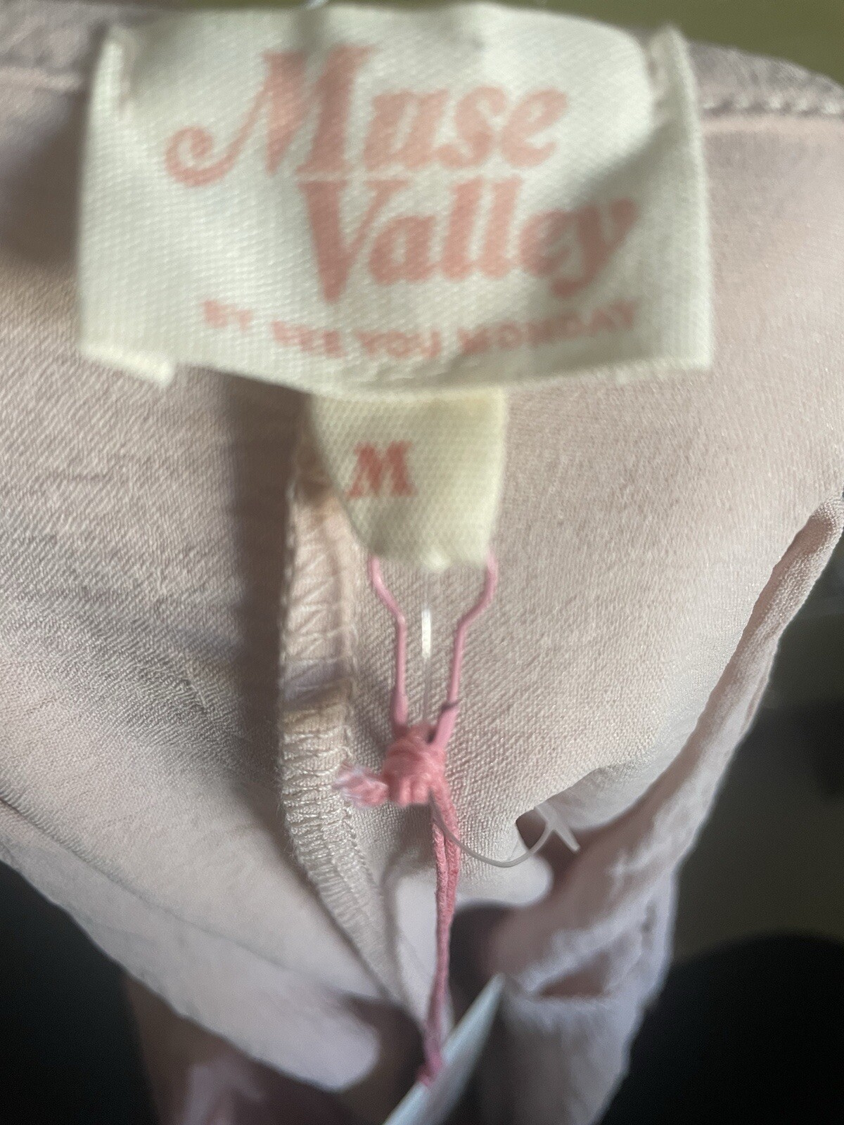 Muse Valley Mini Dress Babydoll Pink Peach Round Neck Tiered Medium 2 Piece