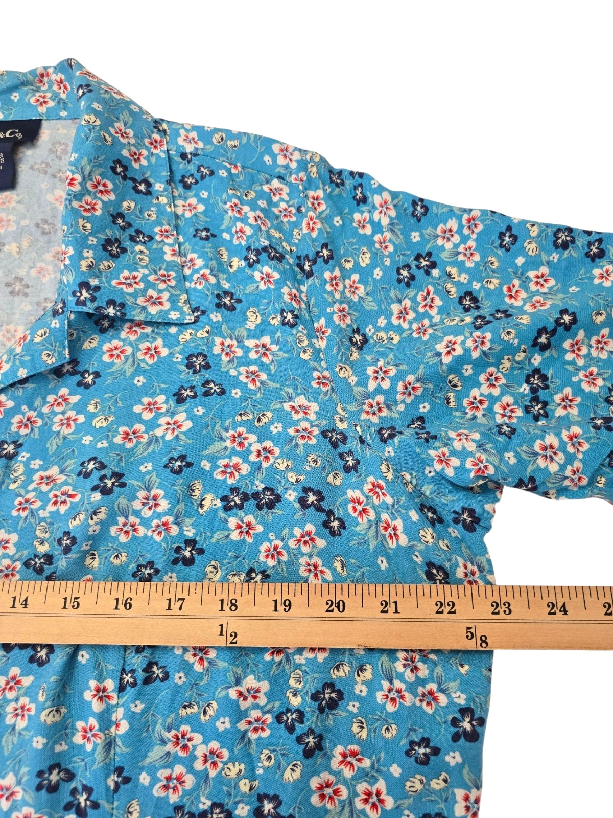 Denim & Co Ditsy Floral Full Button Front Rayon Maxi Dress 1X Blue Cottagecore