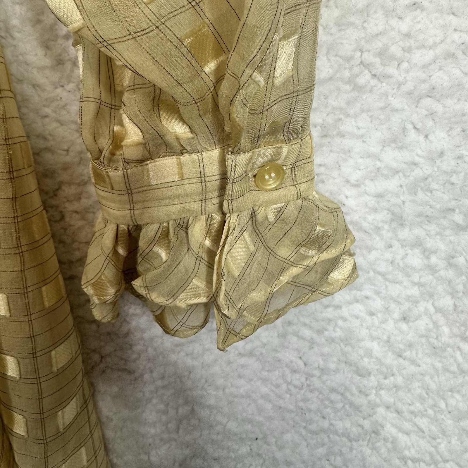 Vintage The Silk Farm ICINOO 100% Silk Sheer Grid Maxi Dress Slip Beige Size 12