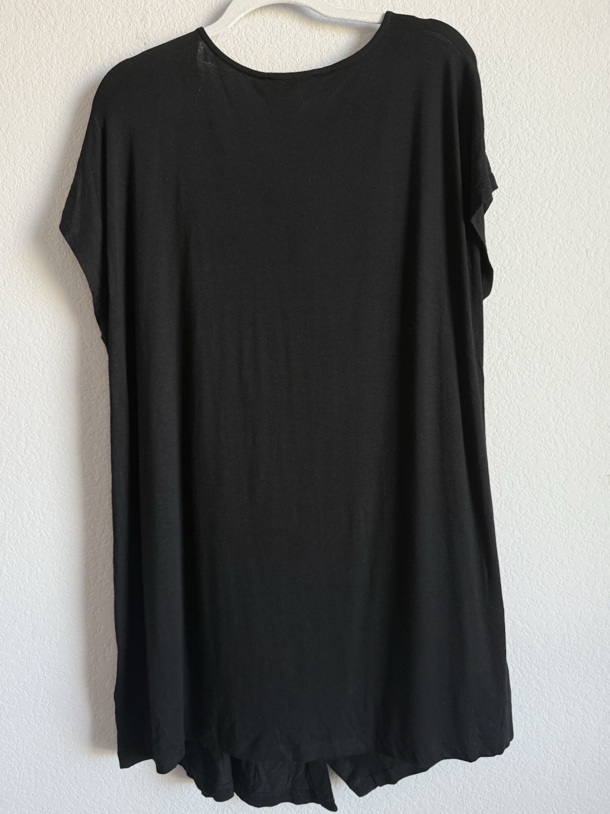 Dennis By Dennis Basso Black Scoop Neck Short Sleeve Button Dress Womens Size 2X