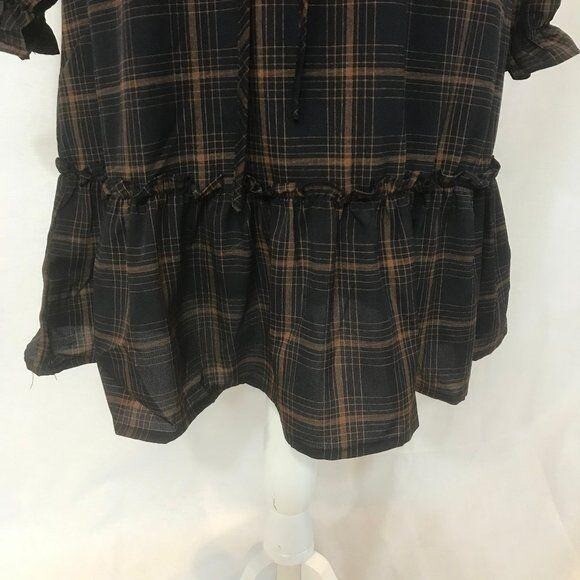 NWT Promesa Womens Vintage Inspired Dark Navy With Copper Striping Dress Peasant