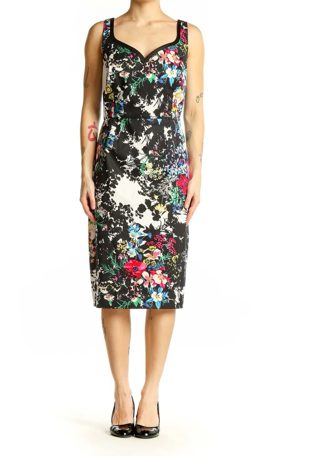 Anthropologie Leifnotes Multicolor Floral V-Neck Sleeveless Sheath Dress Lined 4