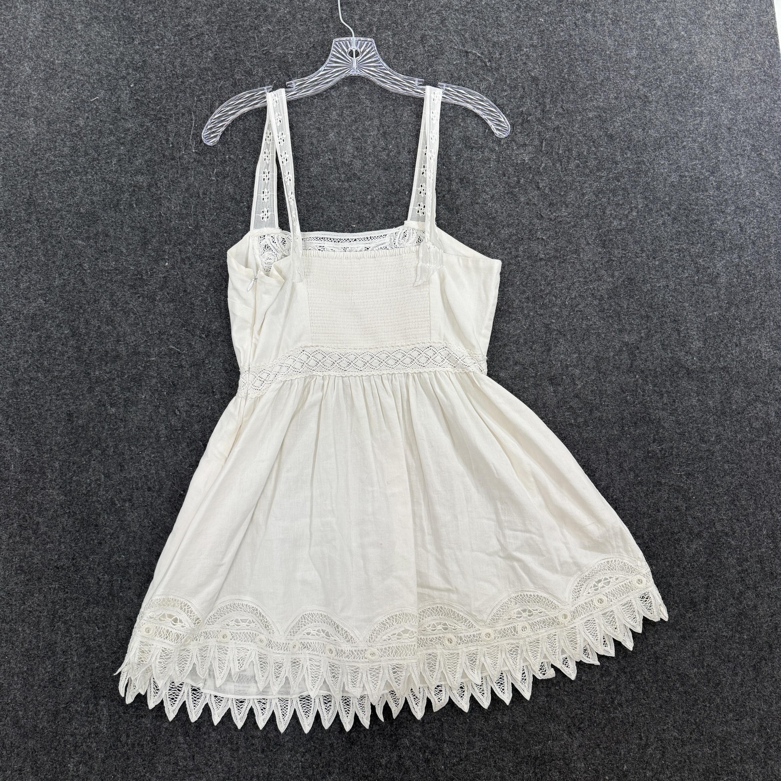 LoveShackFancy Tariah Pinafore Dress Women’s 8 White Eyelet Lace Revolve