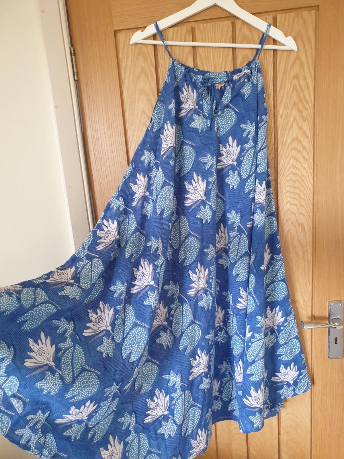 indigo Block Print Indian Anokhi Floral Cotton hippy boho tank Dress S M l XL