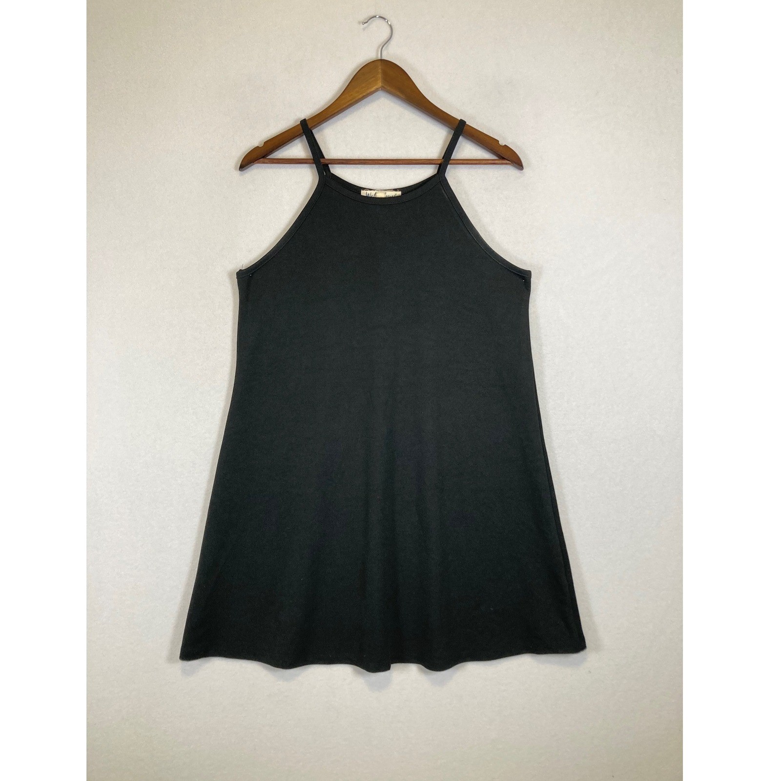 Minimalist WallFlower Women Large Black High Neck A-Line Stretch Mini Dress