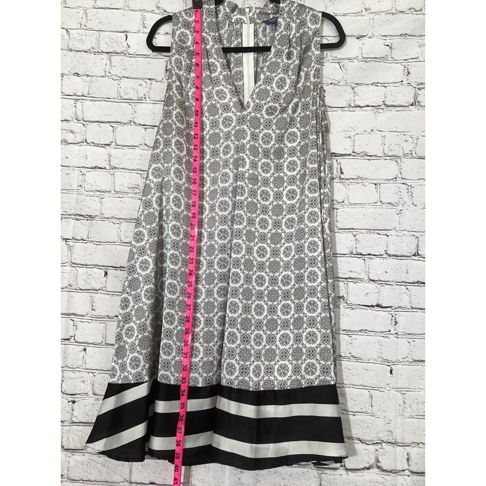Peter Som for DesigNation Black White Medallion Stripe Shift Dress Large L