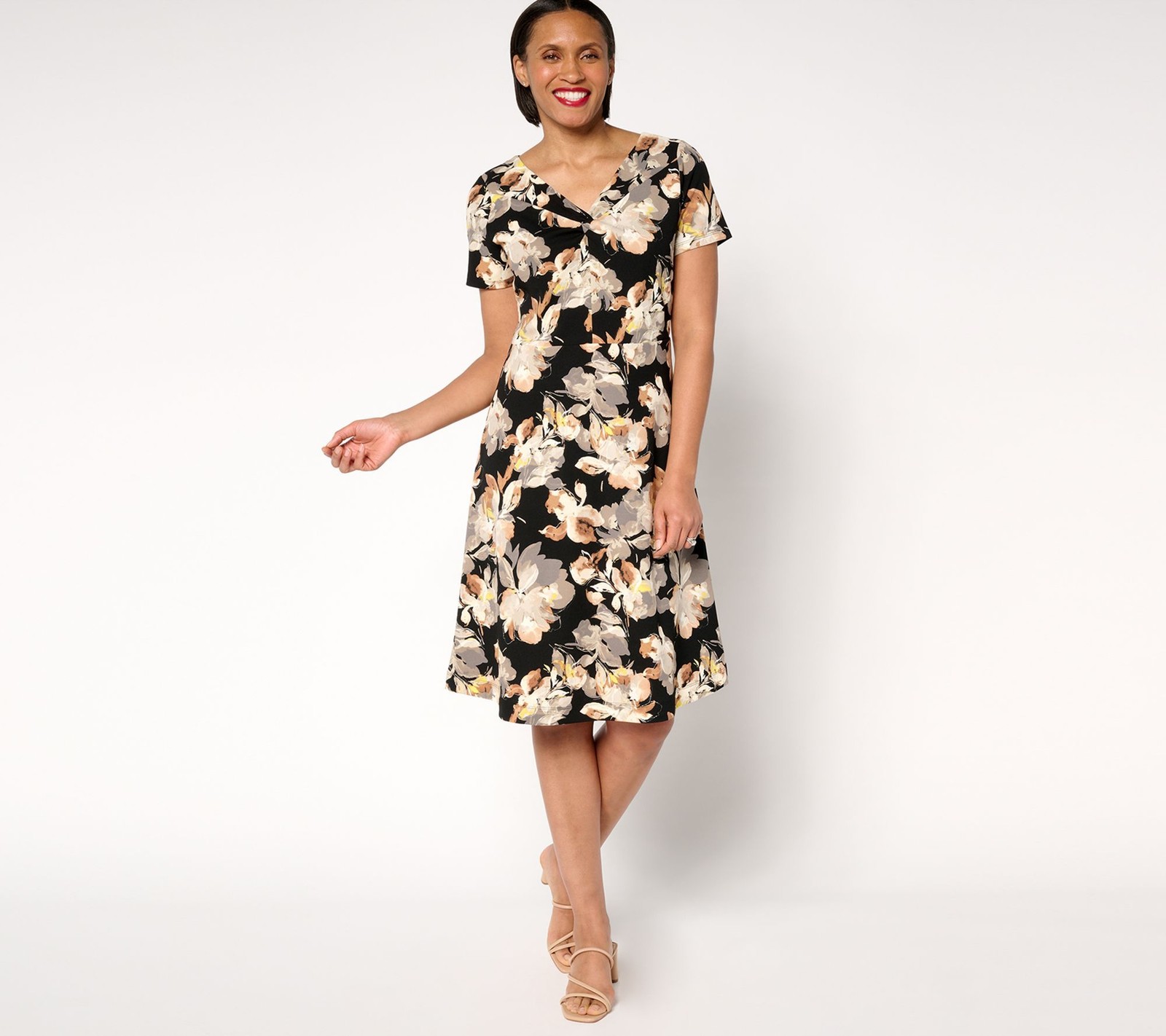 Isaac Mizrahi Live! Women’s Dress Sz M Scuba Crepe Twist Multi-colored A684995