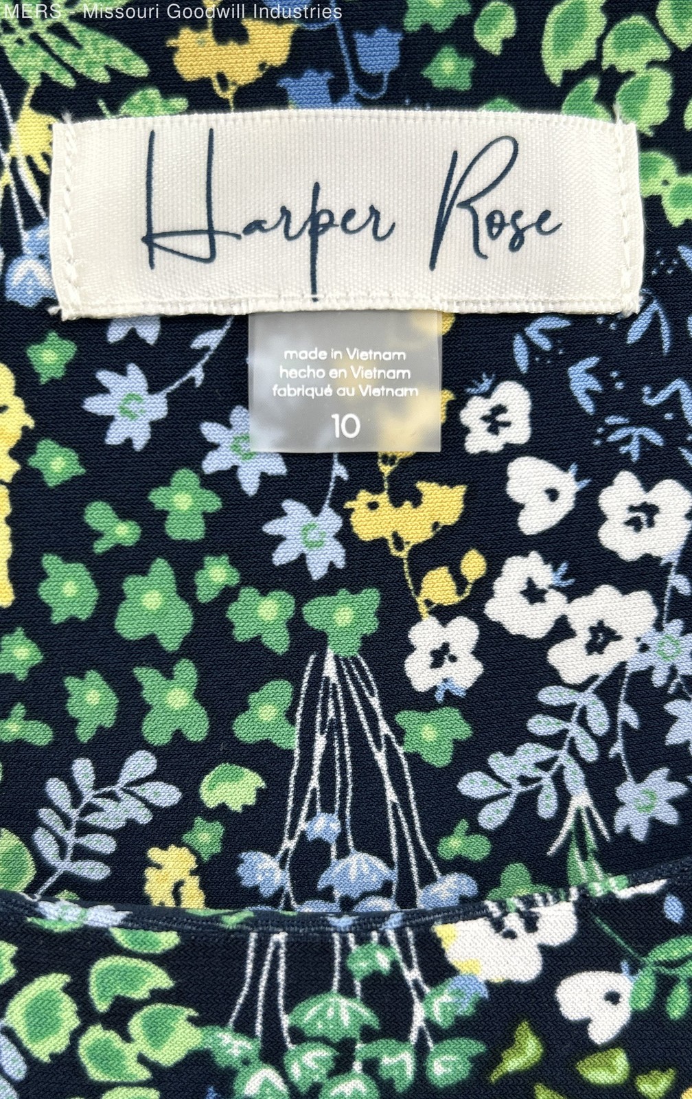 Harper Rose Womens Blue Green Yellow Floral Print Flutter Sleeve Dress Size 10