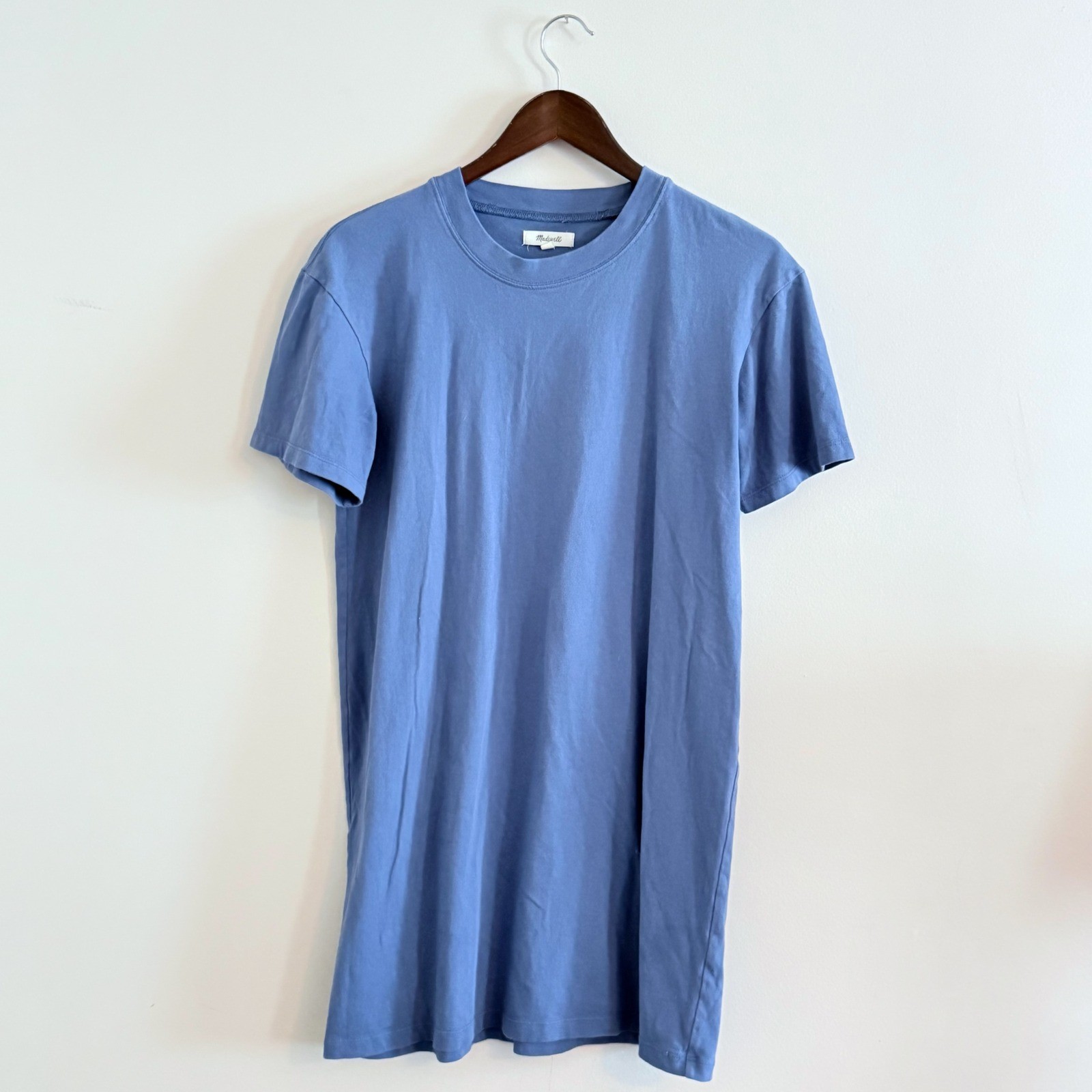Madewell Womens Short Sleeve T-Shirt Dress Periwinkle Blue Crew Neck Mini Small