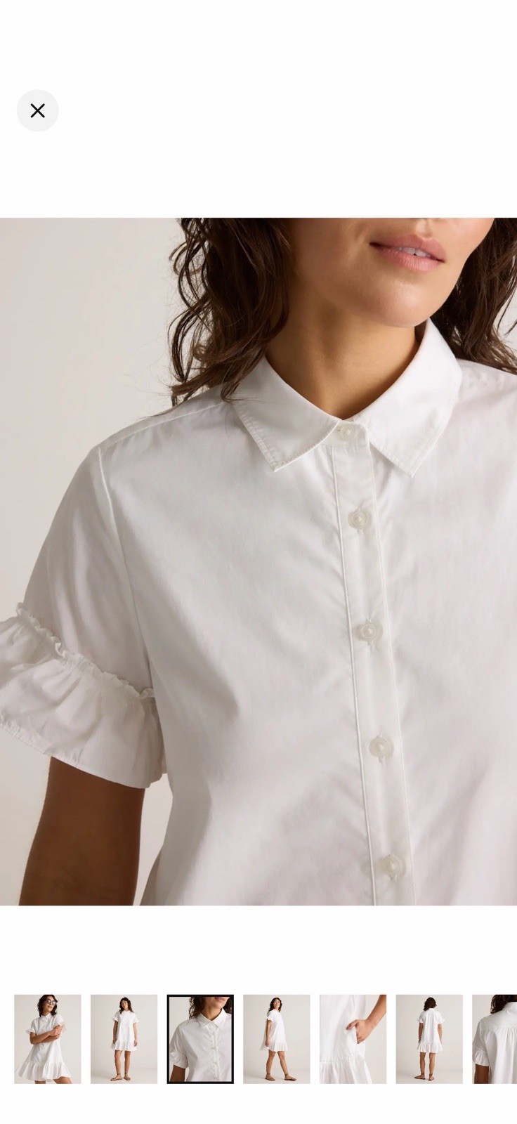 Quince 100% Organic Cotton Poplin Short Sleeve Ruffle Shirt Dress NWT Size M