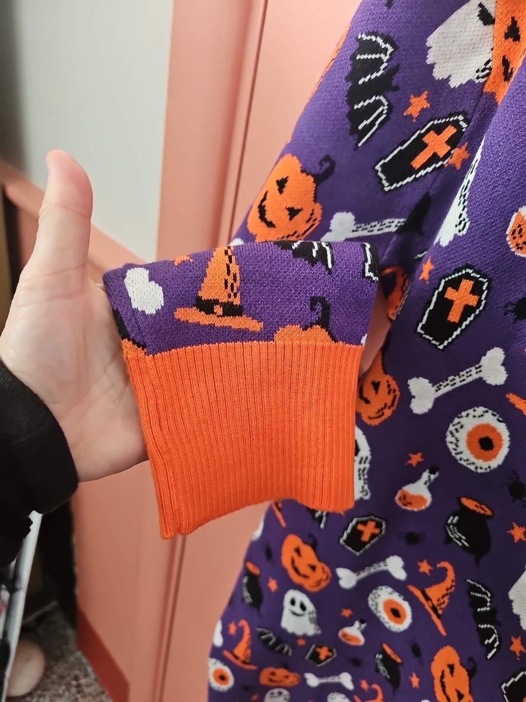 NWT Women’s Size Large Spooky Smiles Halloween Sweater Dress Ghost Pumpkin +