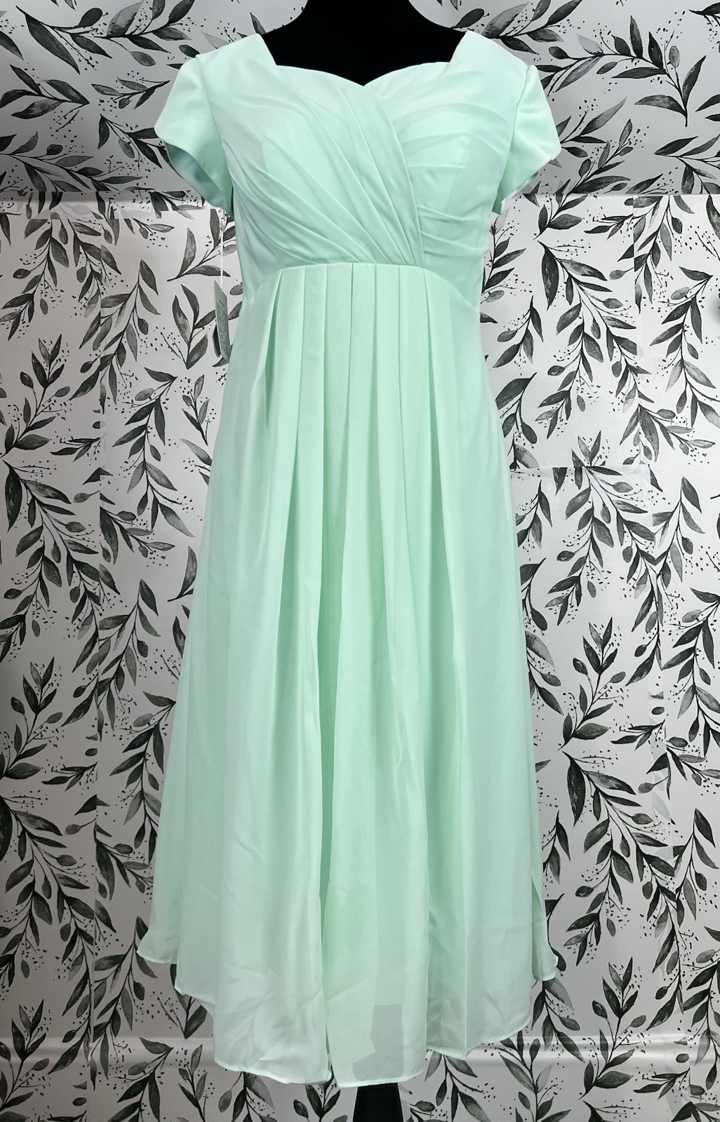 Elegant Mint Green Bridesmaid Midi Dress Sz M (10) Wedding Cocktail Rehearsal #C
