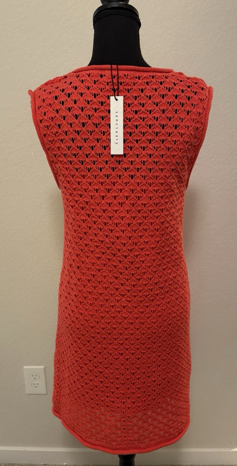 Sanctuary Summer Shell Dress Cayenne Red Crochet Knit Mini Size Small NWT