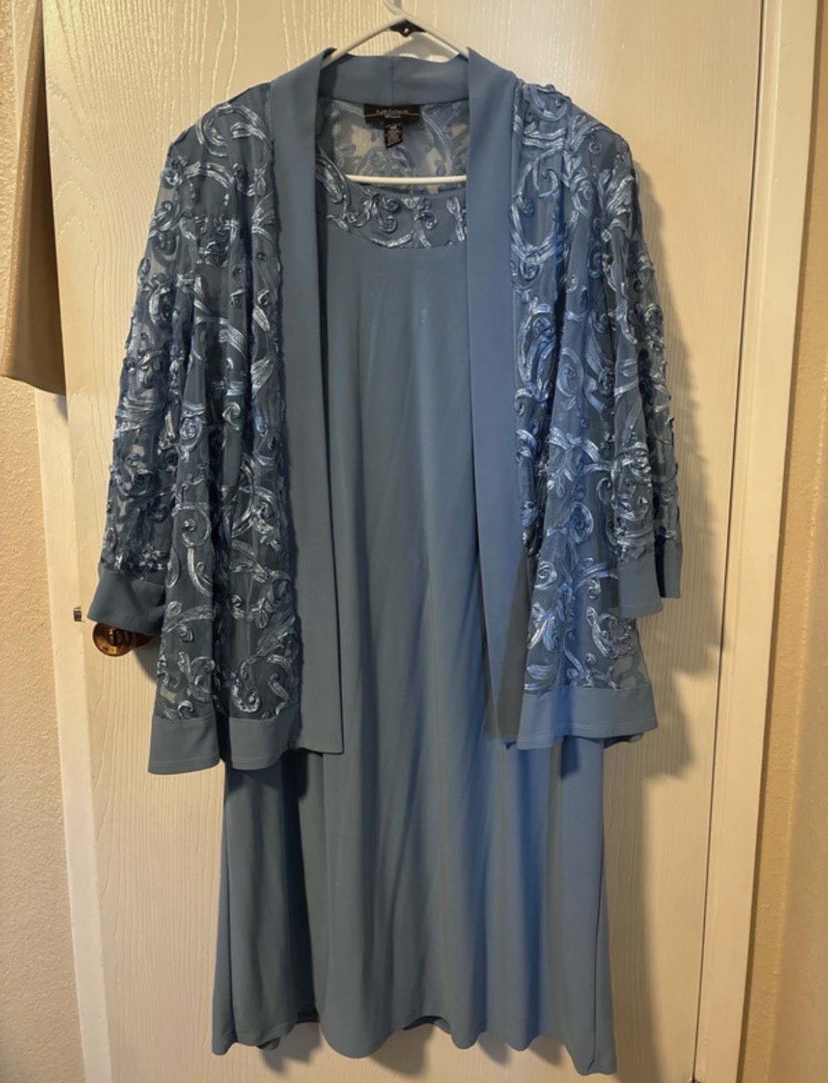 R&M Richards 2-Piece Jacket & Dress Suit Set 18W Plus Blue Formal